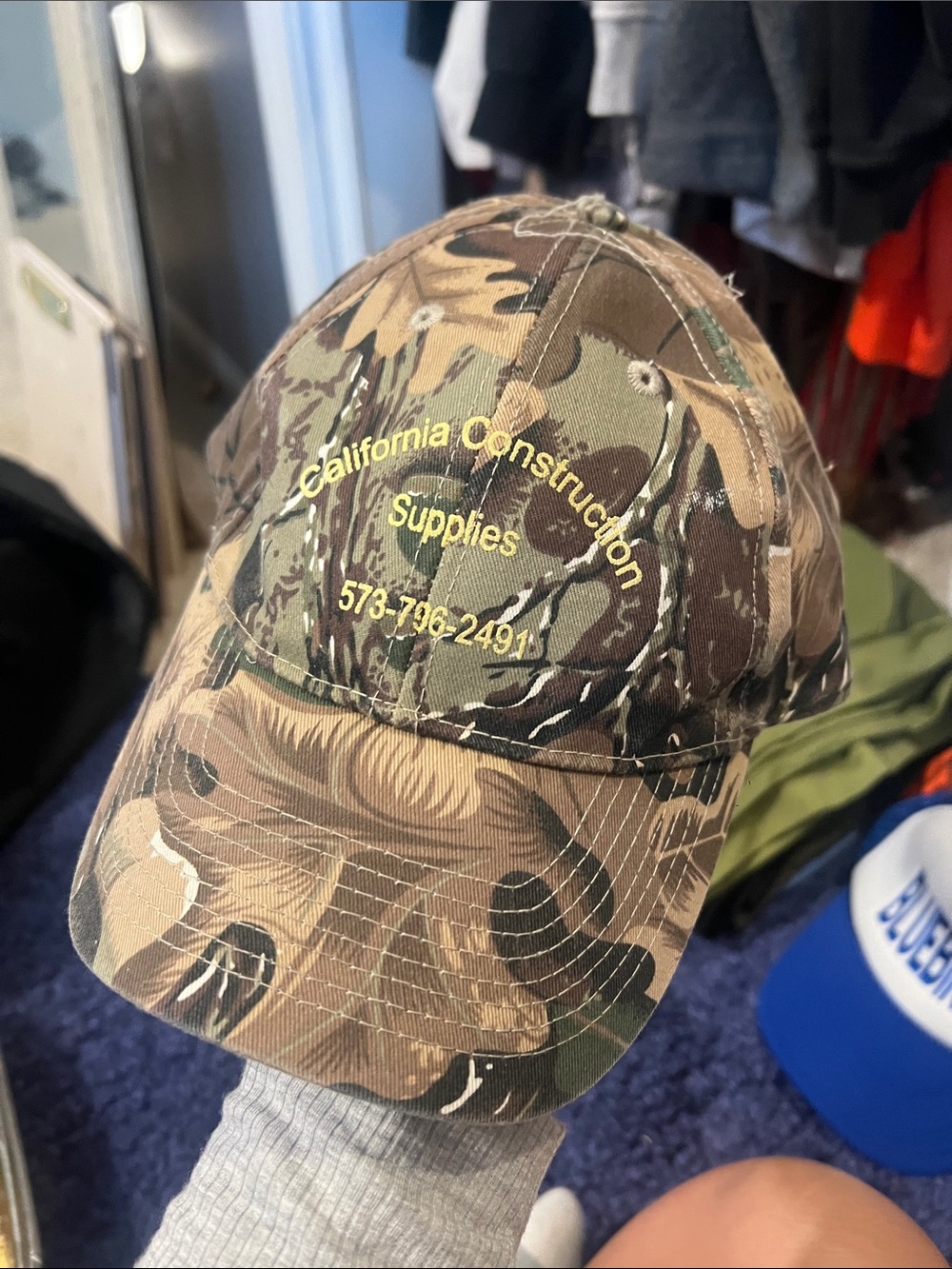 Camouflage Baseball Cap with 'California Construction Supplies' Embroidery